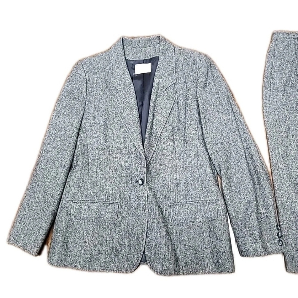 Vtg Pendleton Womens USA Made Virgin Wool Suit Skirt And Blazer S-10 Herringbone - Picture 2 of 15